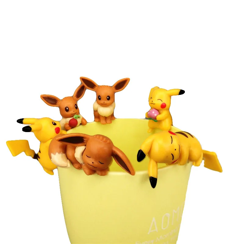6 шт набор с изображениями покемона Пикачу из ПВХ движущаяся фигурка Япония
