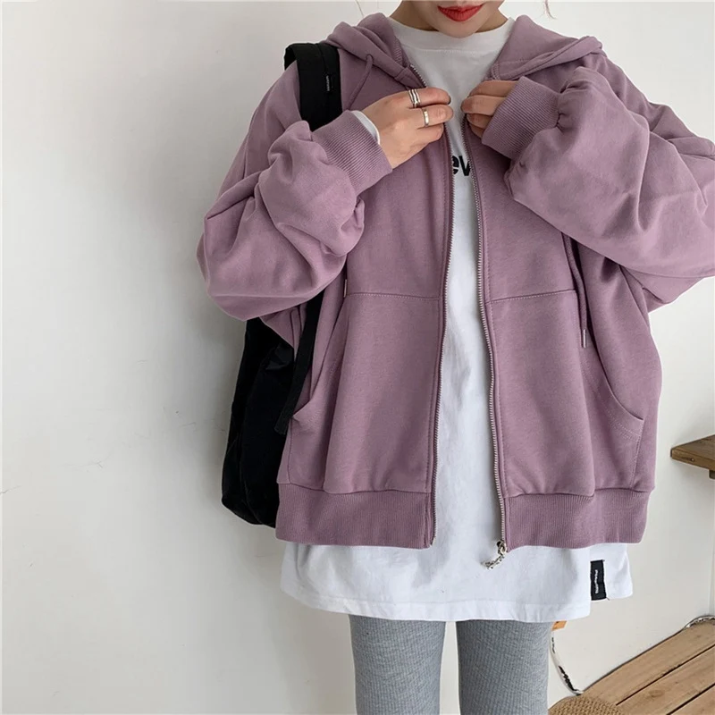 Винтажная однотонная Толстовка с длинным рукавом и капюшоном куртка