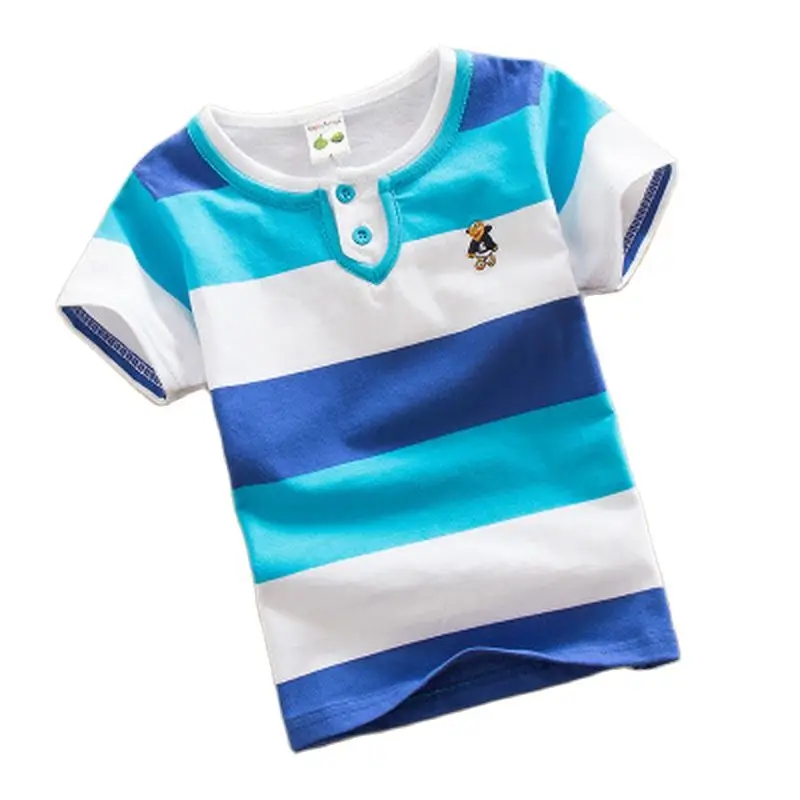 2022 Kids Summer Tops Fashion T-shirt For Girls Boys Stripe Short Sleeve Student Uniform T Shirt Toddlers Clothes | Детская одежда и