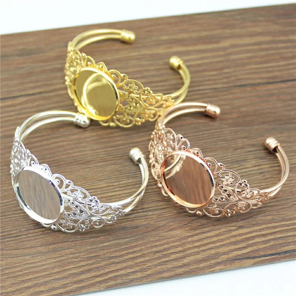 

3 Colors Fit 25mm Glass Cabochon Adjustable Bangle Base Diy Jewelry Accessories Adjustable Bangle Setting Copper Material