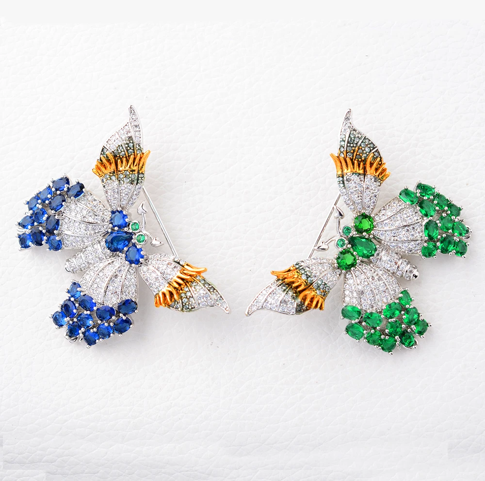 Женская микро-брошь-бабочка с золотым покрытием, 1 шт., 46x37 мм