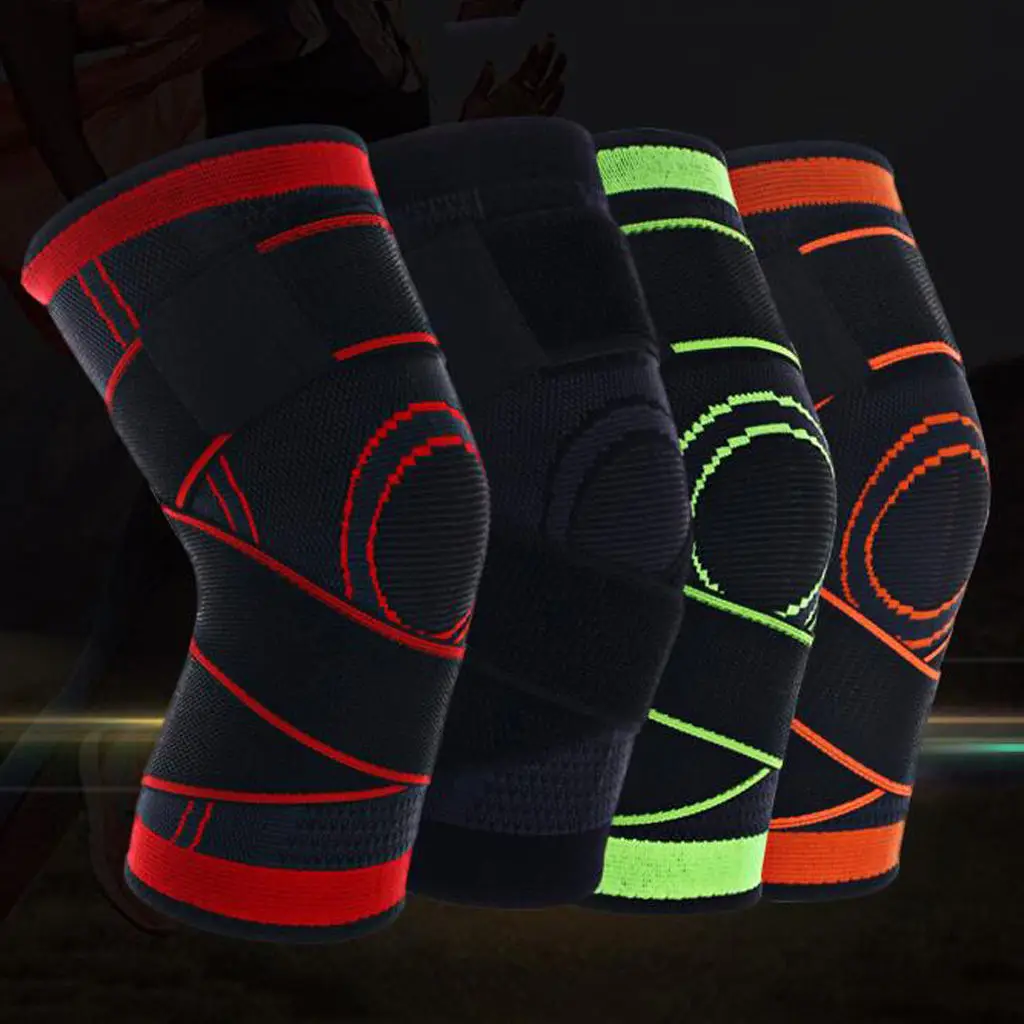 

PC 3D Weaving Compression Breathable Knee Sleeve with Adjustable Strap Knee Support for Sports Running Basketball Protector