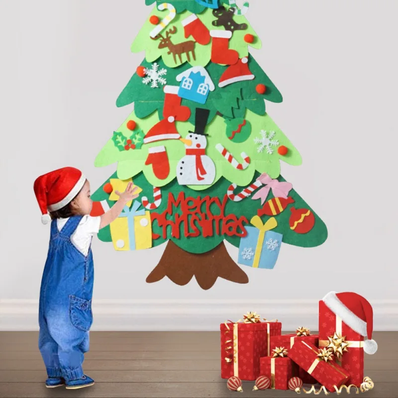 

DIY войлочная Рождественская елка с рождественскими украшениями DIY рождественская елка настенная подвеска рождественские подарки рождеств...