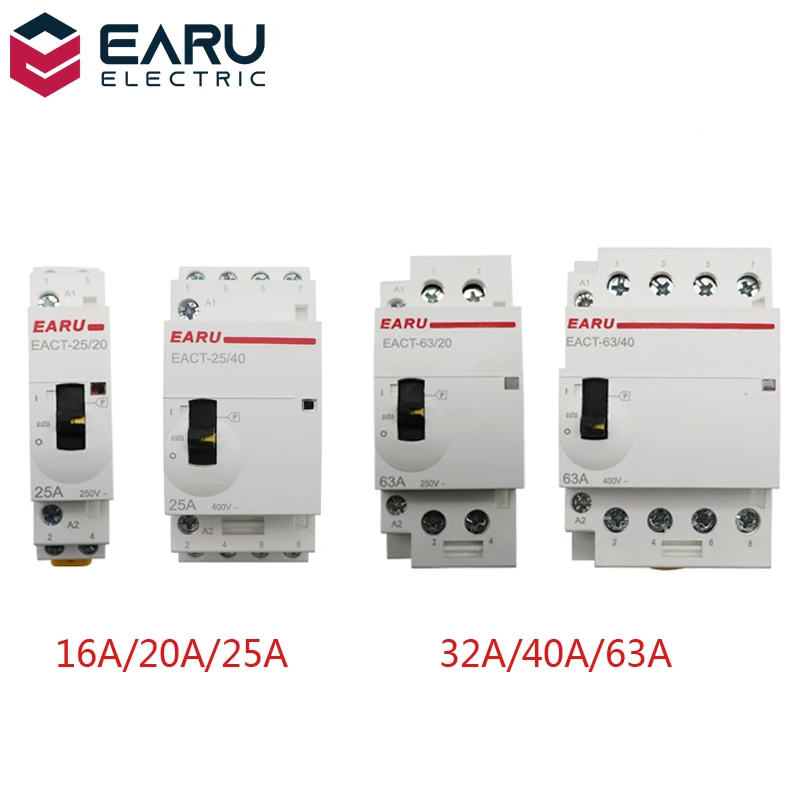 Модульный контактор переменного тока 2P 4P 16 А 25 32 40 63 220 В 50/60 Гц с ручкой управления