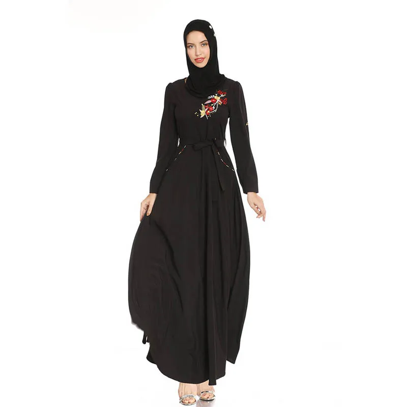 Женское длинное платье-Кафтан Abaya, мусульманское платье с вышивкой в арабском стиле, платье макси в арабском стиле, платье-халат в мусульман...