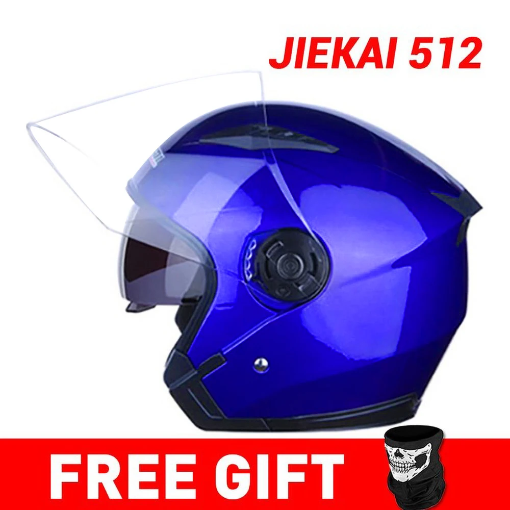JIEKAI мотоциклетный шлем с открытым лицом Capacete мотоциклетный шлем Motocicleta Cascos Para мото гоночные мотоциклетные винтажные шлемы - Цвет: JK512-Blue