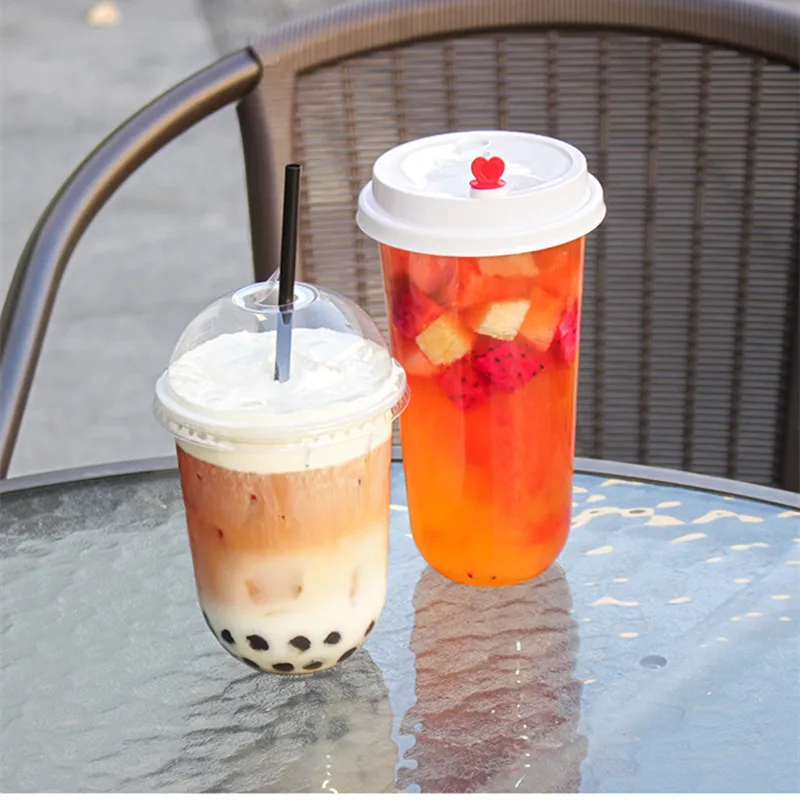 50 шт. пластиковые чашки с крышкой для молока и чая | Дом сад