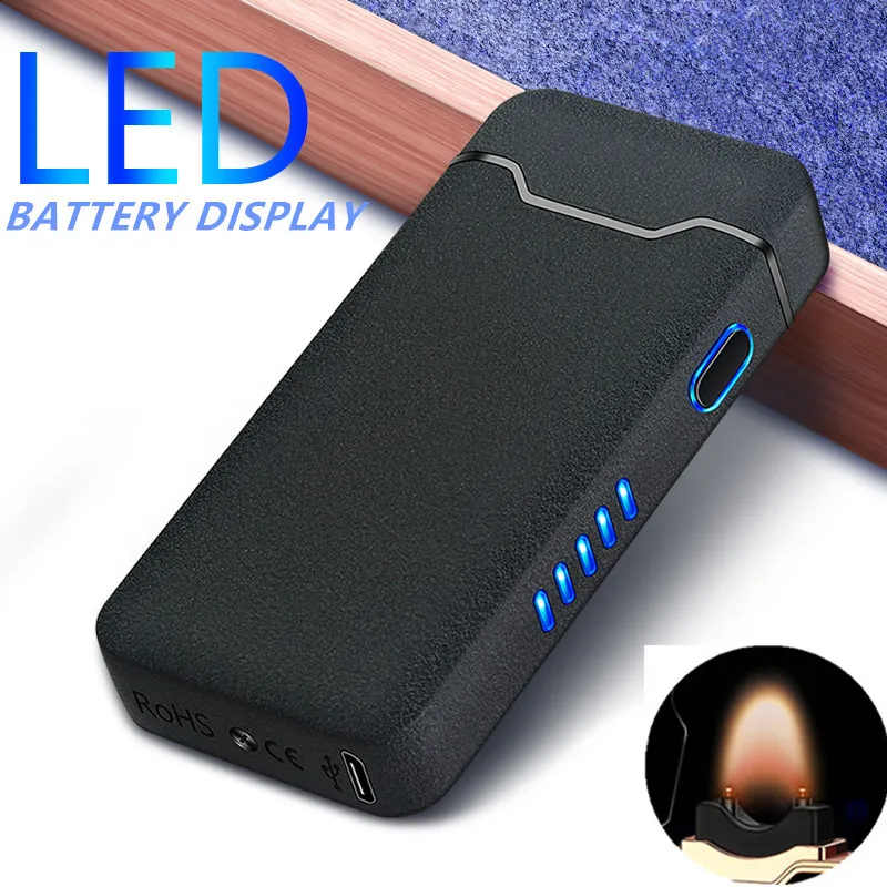 

2021 Normal Big Flame Usb Arc Windproof Electronic Metal USB Recharge Electric Plasma Lighters for Man Women Gift