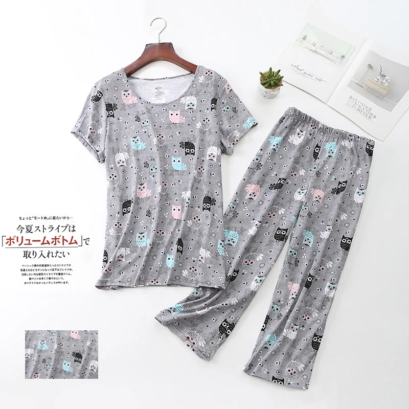 

New Brand Women pyjamas Plus size 3XL Summer knit cotton pajama sets women Comfortable Short sleeve casual sleepwear For women