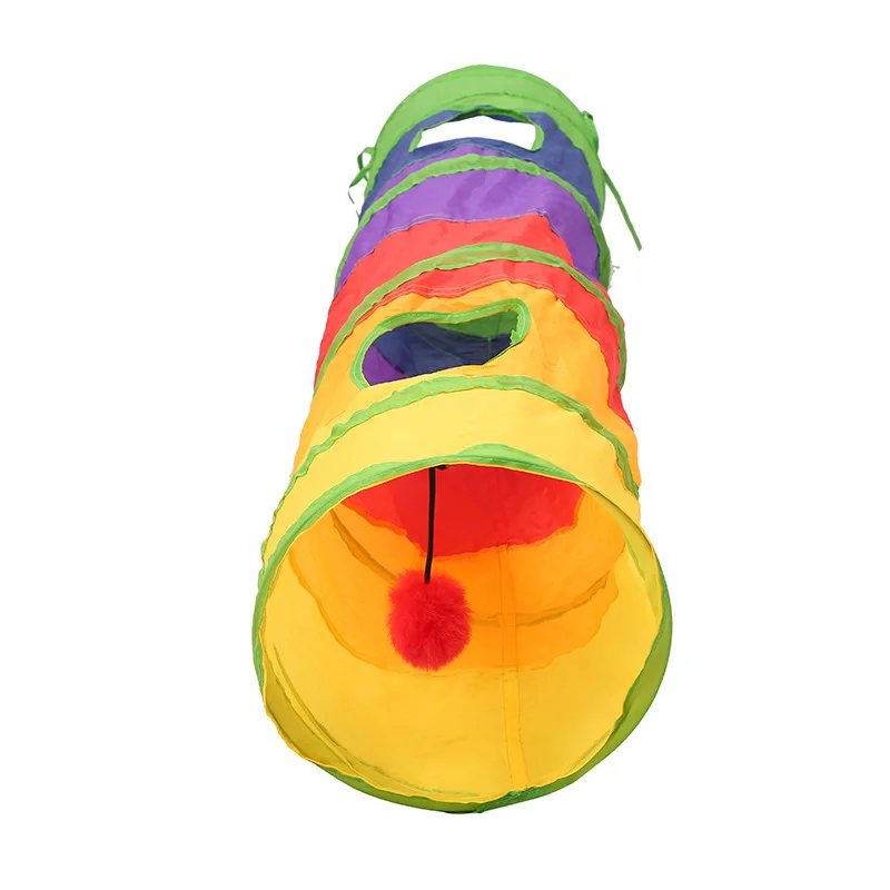Красочные игрушки для кошек набор домашних животных складной туннель 4 отверстия