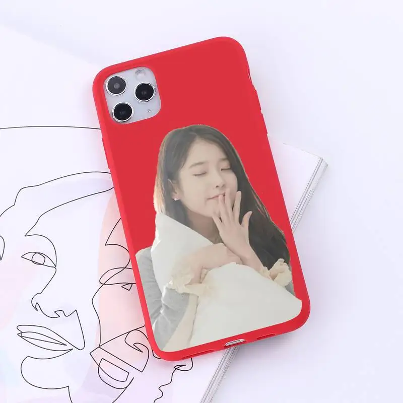 

IU Korean Phone Case Red Candy Color for iPhone 6 7 8 11 12 s mini pro X XS XR MAX Plus