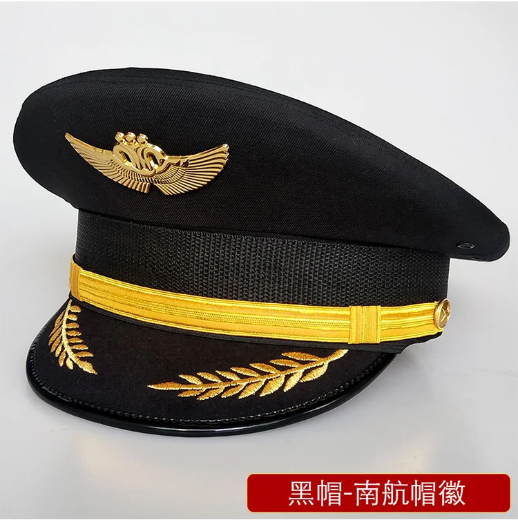 Unisex Flight Airline Captain uniform eaves cap pilot Hat civil aviation cap security  staff Professional headgear railway cap