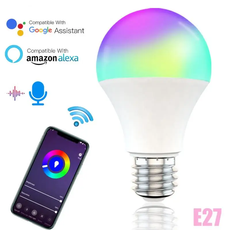 

15W WiFi Smart Light B22 E26 E27 LED RGB Lamp Work with Alexa/Google Home 85-265V RGB+White Dimmable Timer Function Magic Bulb
