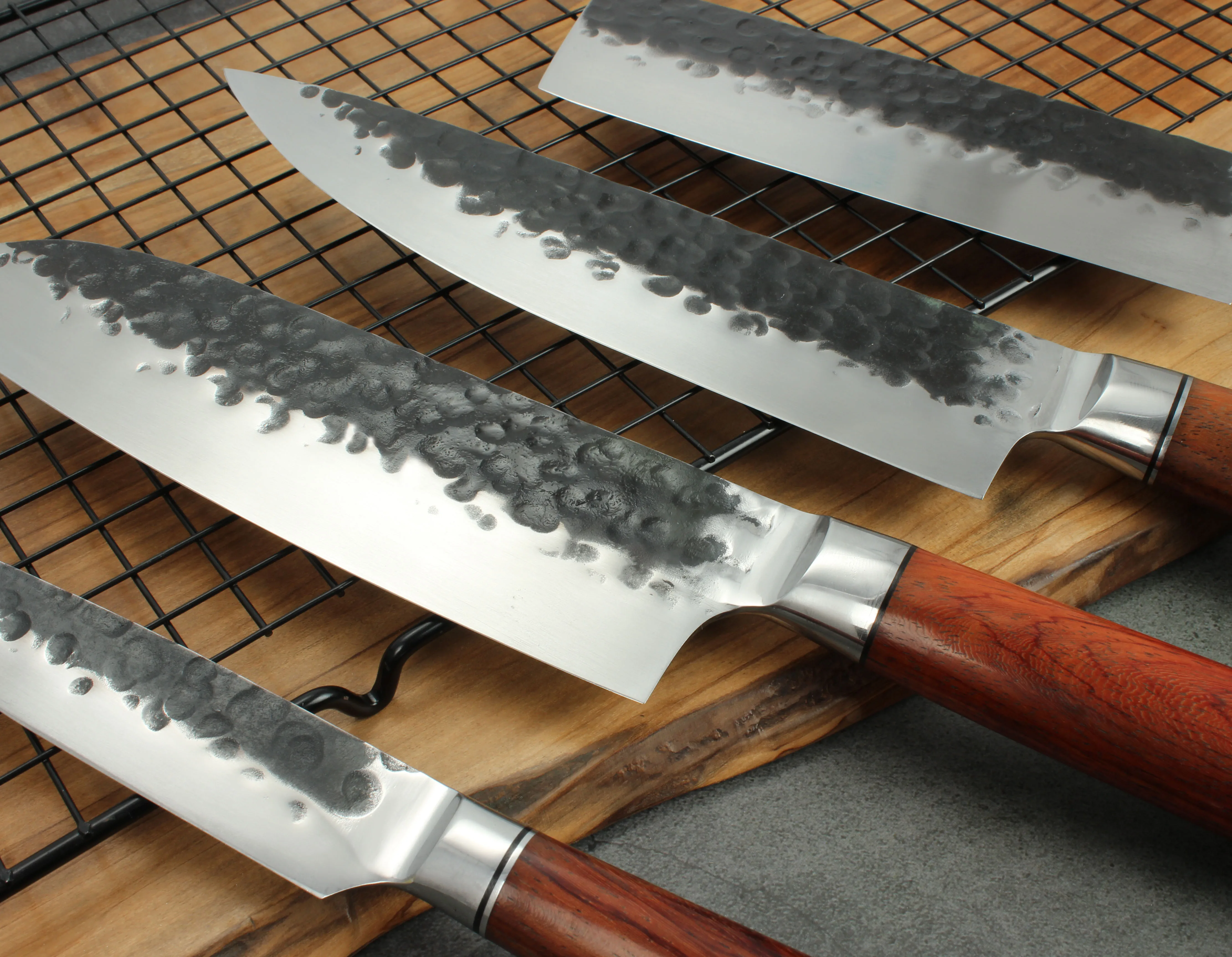 Hot Selling Hammered Blade 7&quot Cleaver Knife Forged with Bolster and Mahogany Wood Handle | Дом и сад