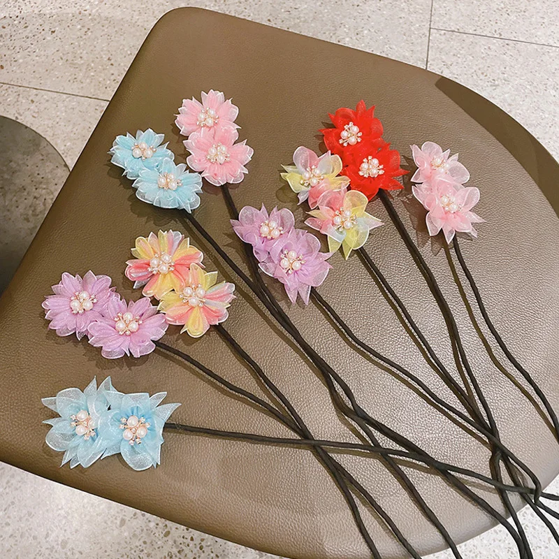 

Женская шифоновая повязка на голову, элегантная длинная повязка на голову с цветами, аксессуар для волос