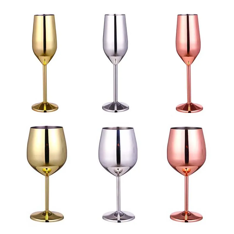 

304 Stainless Steel Food Grade Red Wine Goblet Glass Cocktail Glass Metal Wine Glass Bar Restaurant Goblet Rose Gold