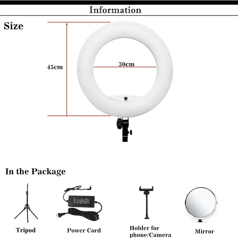 

LED Ring Lights Lamp Kit with Tripod 96w 3200K-5500K Bi-color Yidoblo FD-480II 18in Makeup Studio Light Photographic Lighting