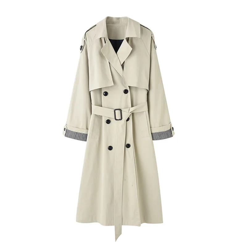 

Модная ветровка Женская средней длины в британском стиле 2020 новый корейский свободный большой размер классический длинный Тренч пальто с п...