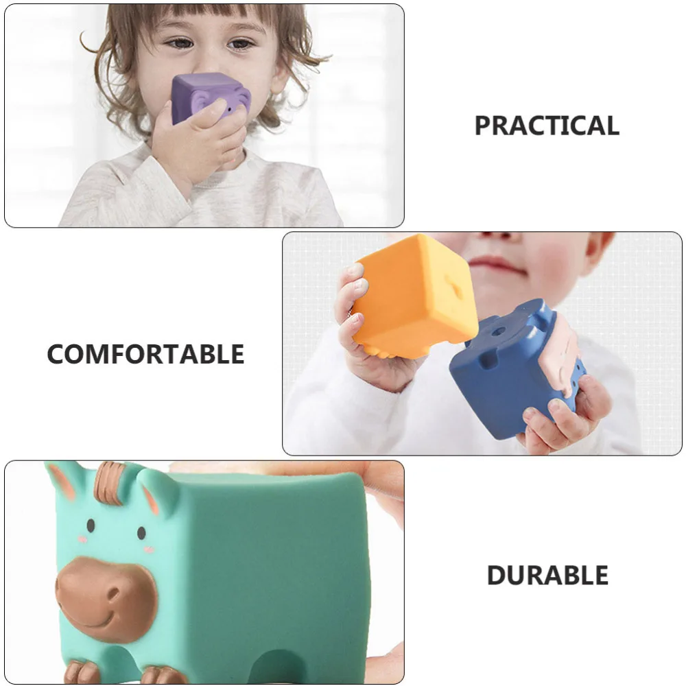 

12pcs Early Education Puzzle Building Block Teether Rubber Blocks for Kids