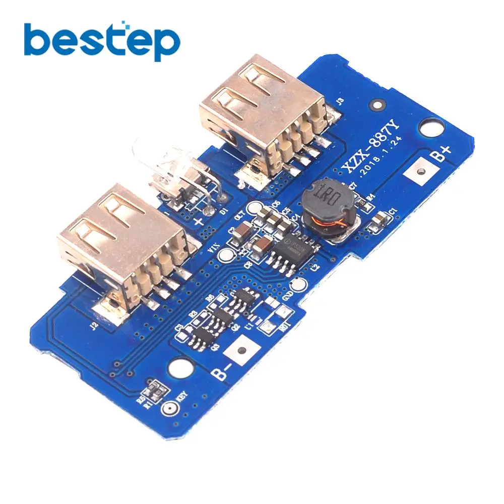 18650 Двойной Micro USB 3 7 в до 5 В 2A повышающий Мобильный Внешний аккумулятор DIY зарядное
