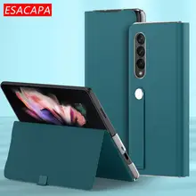 Luxury Flip PU Leather Magnetic Phone Case For Samsung Z Fold 3 5G Wristband Holder Stand Shockproof Cover For Galaxy Z Fold3 5G