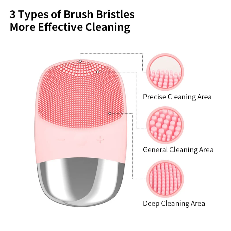 

2021 Mini Electric Facial Cleansing Brush Silicone Sonic Face Cleaner Skin Massager Deep Pore Cleaning Face Cleansing Brush