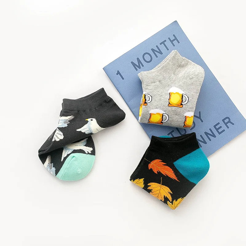 1 пара модных мультяшных мужских носков невидимые низкие носки Летние