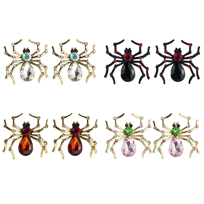 Стразы циркон кулон Винтажные серьги в виде паука для женщин девушек ювелирное