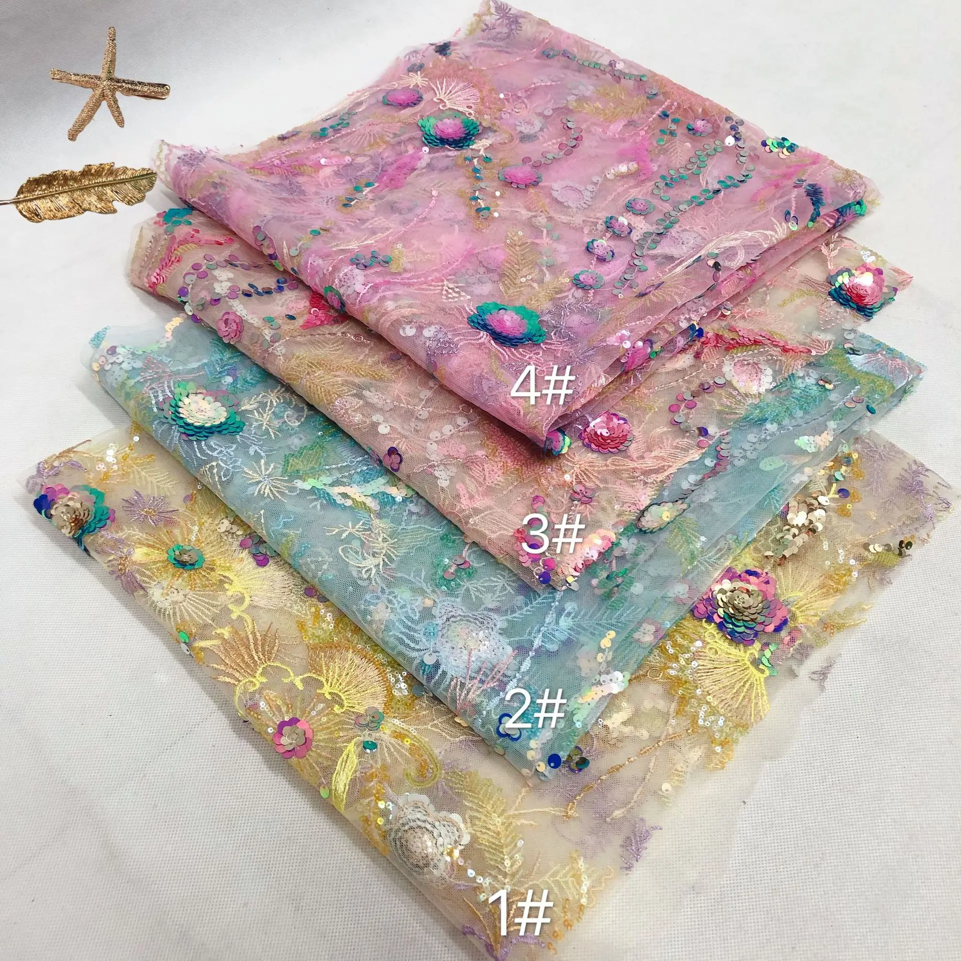 

New Women's Sequin Embroidery Color 3D Sequin Embroidery Fabric Clothing Accessories Lace Sewing