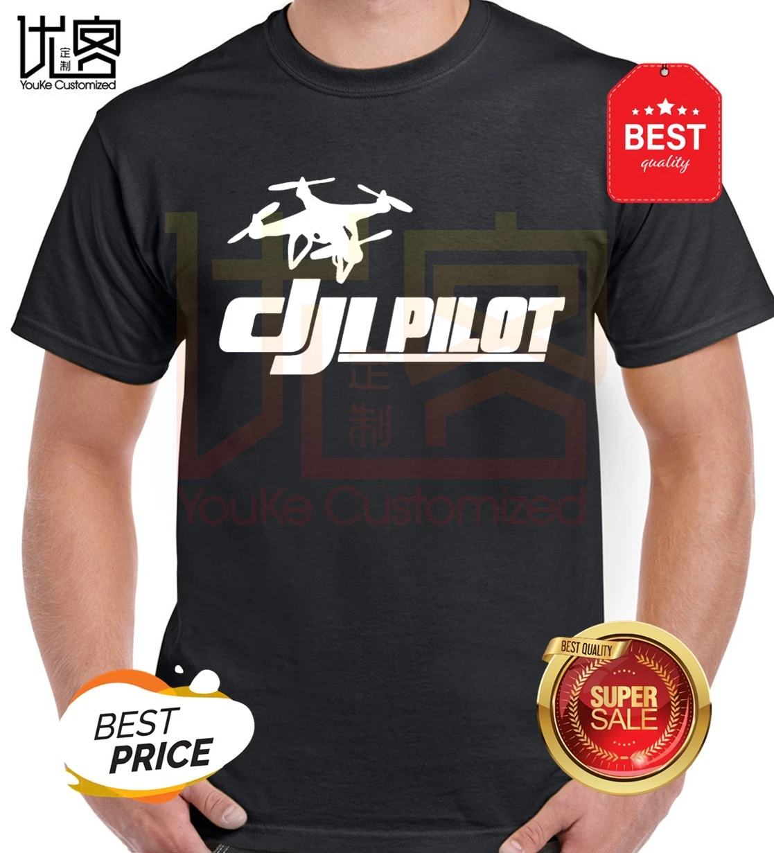 Футболка Dji Pilot мужская с графическим принтом Классическая тенниска в стиле