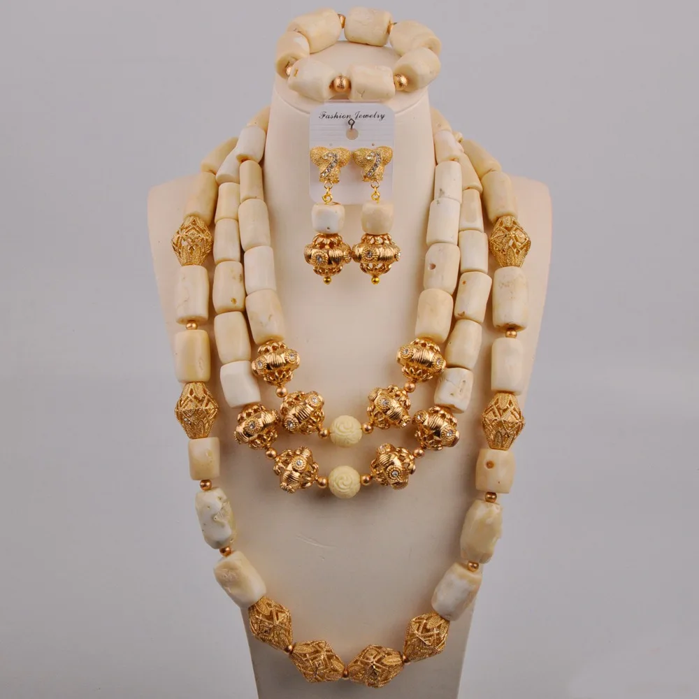 Белые Африканские свадебные бусы коралловый комплект ювелирных изделий