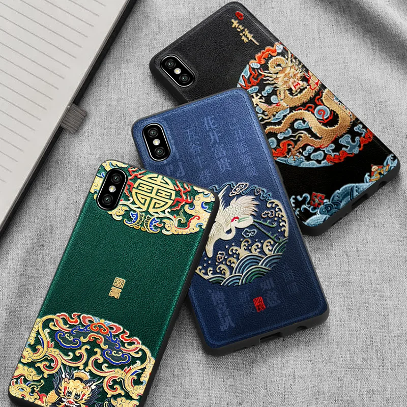 CENMASO для IPhone XR, чехол для IPhone 7, 8 Plus, X, XS Max, китайский дизайн, ультра тонкий мягкий кожаный чехол для IPhone 7, 8, чехол