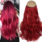 MANWEI синтетические 24 дюйма длинные прямыеволнистые волосы женские удлинители волос на зажиме красные черные коричневые высокотемпературные волосы