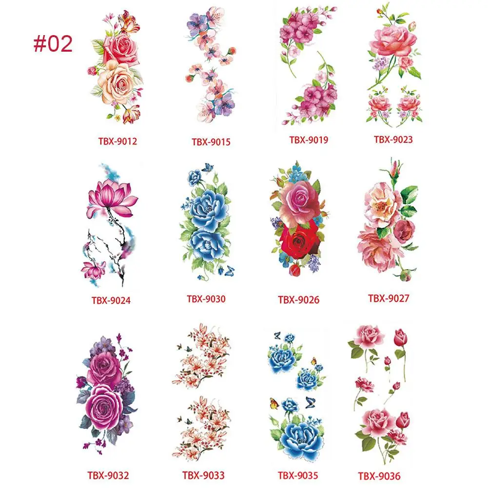 

Tattoo Pack Of 12 Sheets Flower Temporary Tattoos Stickers Lotus Cherry Blossoms Flash Tattoo