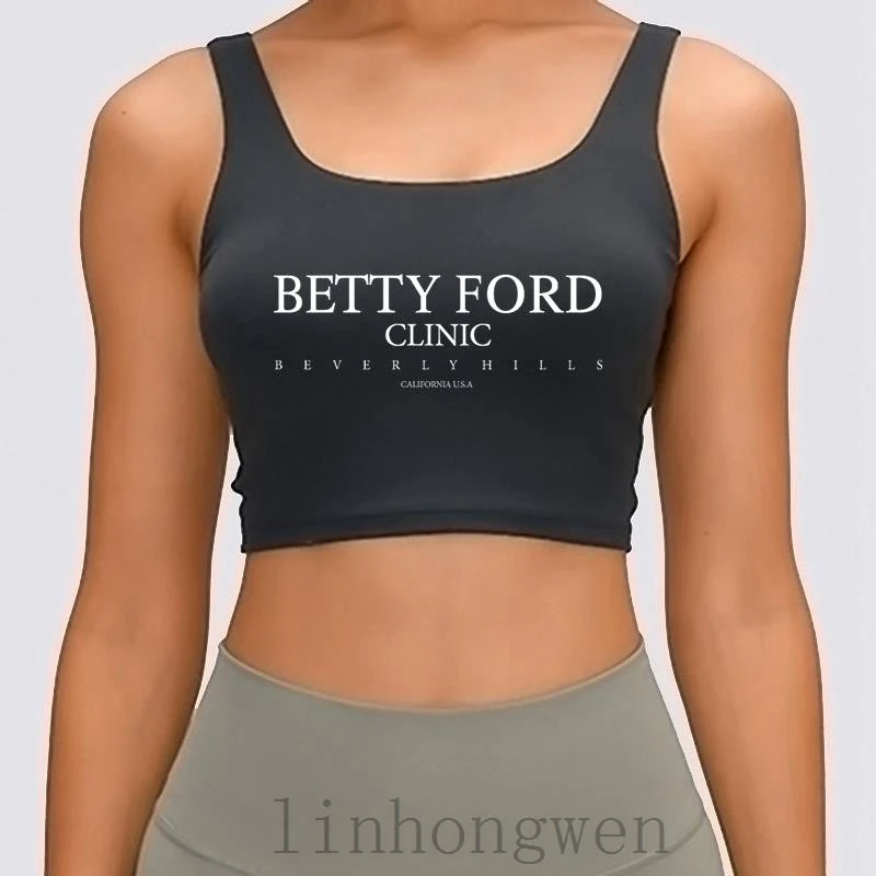 

Clinic_Betty_Fords_2020 Women Tank Top Letter Funny S-XL Knitted Cotton Spring Autumn Clothes Crazy Crop Top XL
