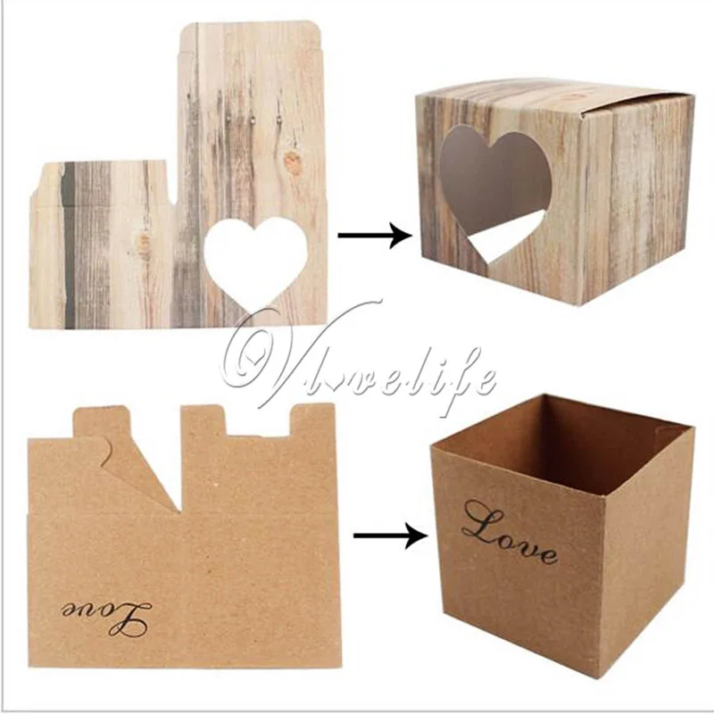 10 шт./лот Подарочная коробка для свадебных конфет крафт-подарочная с мешковиной