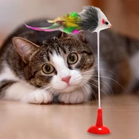 pet products cat toy funny sucker spring simulation false mouse exercise cat claws plastic and plush feather funny cat stick