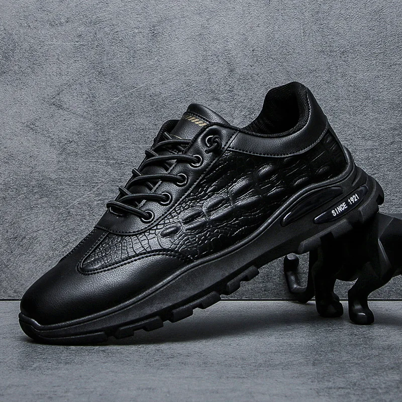 

2021 New Fashion Men‘s ’Crocodile Pattern Pu Leather Air Cushion Casual Shoes Male Comfortable Walking Sneakers Zapatos Hombre