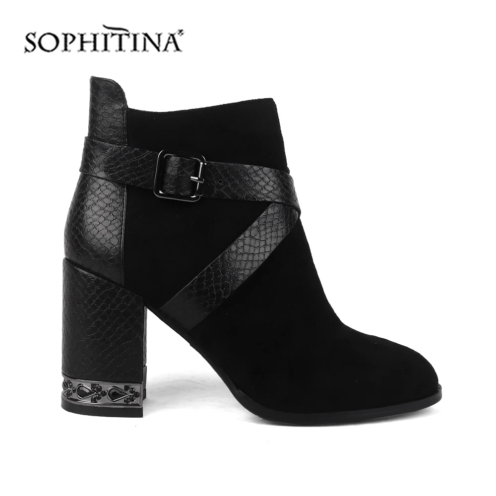 SOPHITINA/удобные ботинки с круглым носком Модная специальная Дизайнерская обувь на