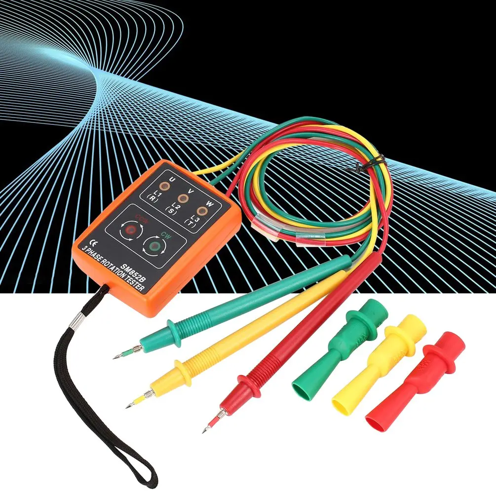 Новый SM852B 3 тестер чередования фаз цифровой индикатор фазы детектор Светодиодный