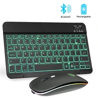 rgb wireless keyboard and mouse mini bluetooth keyboard mouse combo keyboard with backlit for phone tablet laptop ipad computer