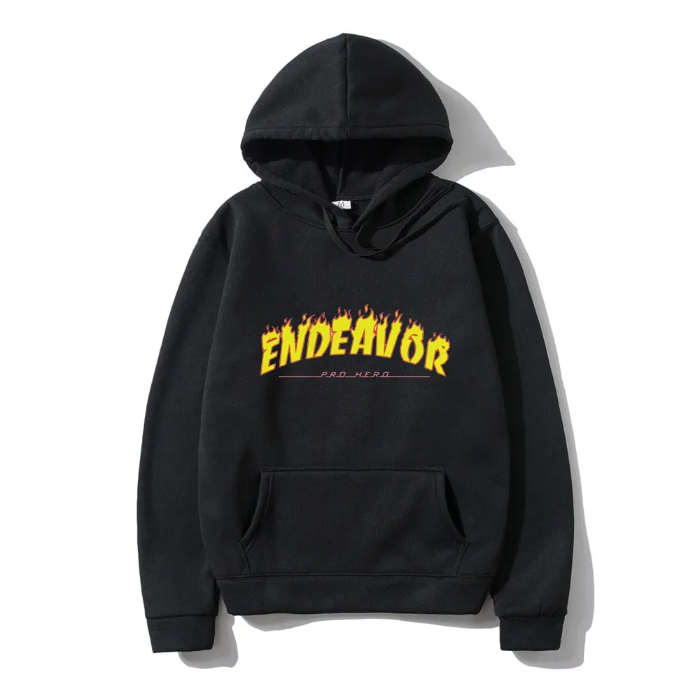 

Endeavor Pro Hero Logo Anime Hero Academia New Simple English Design Printing Winter Long-sleeved Thick Casual Couple Hoodie