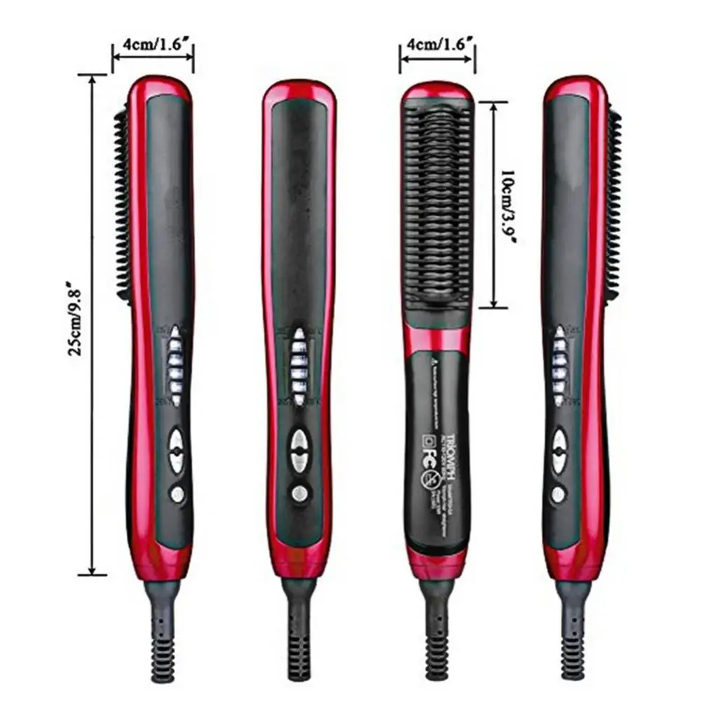 

Home Salon Electric Hair Straightener Ceramic Hot Comb Brush Hairstyling Tool Thermostatic Fast Heat Flat Iron Curling Iron