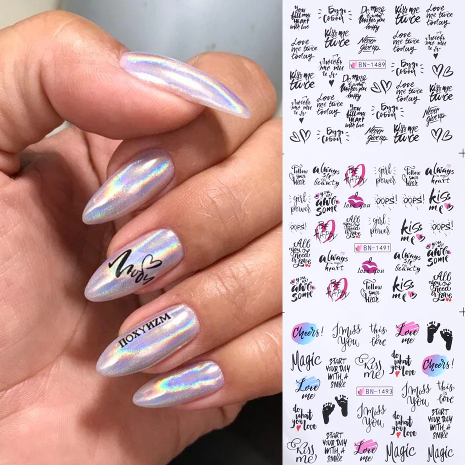 12 шт. слайдеры с буквами для украшения ногтей наклейки на воду Любовь Сексуальная