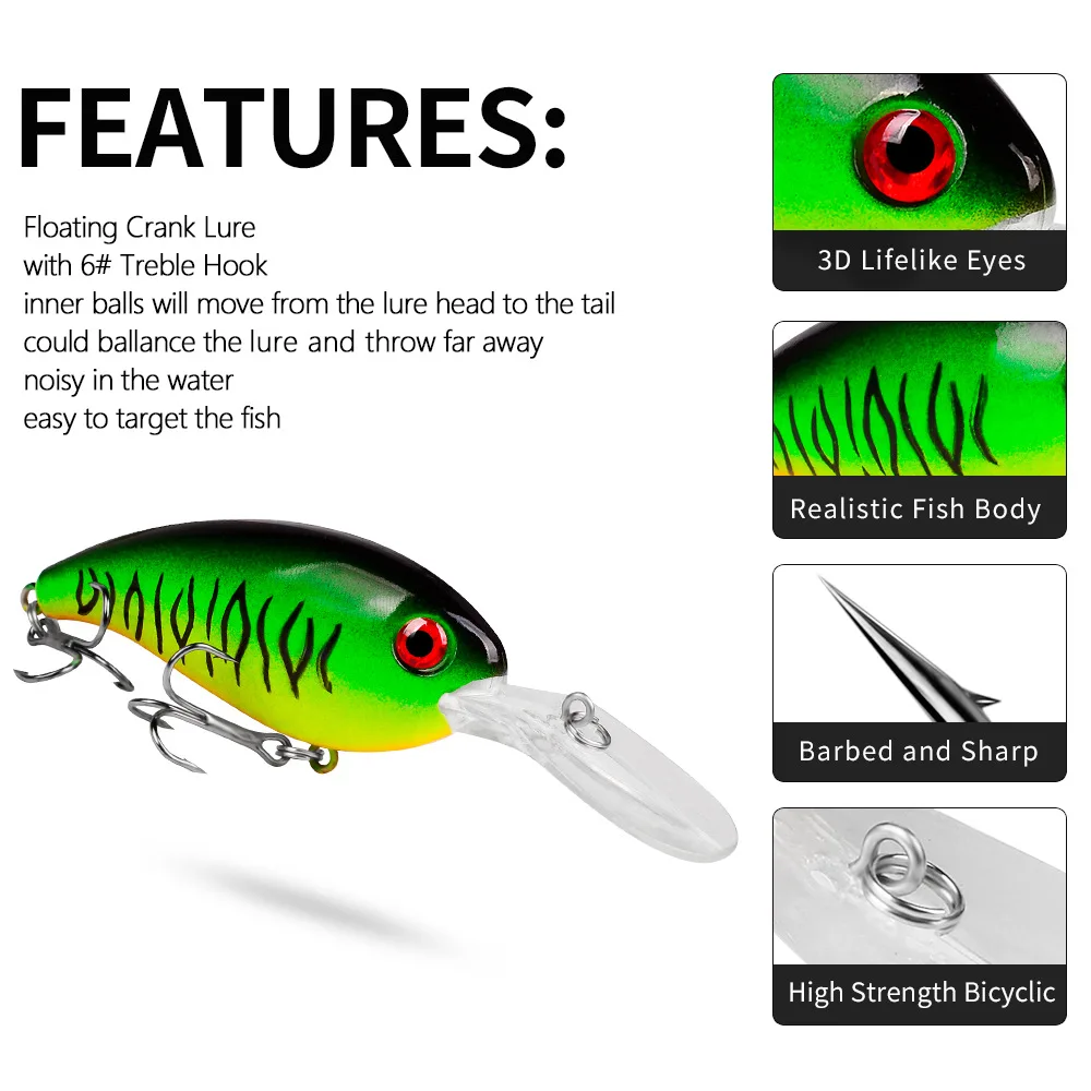 

10CM 14G Crank Fishing Lure Bait Wobbler Minnow Artificial Plastic Floating Rock Swimbait 6#hook Pesca Wobblers for Fishing