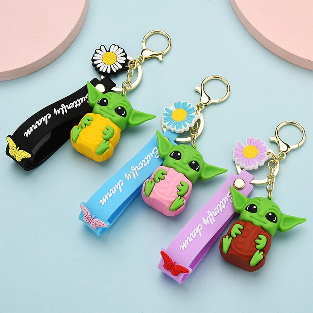 

Anime Star Wars Mandalorian Baby Key ring Anime Figure Rubber Bag Key Pendant Baby Keychain for Children Boys Kids Toys