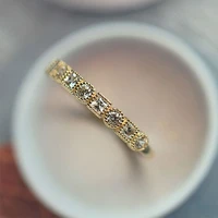 new delicate vintage single row drill ring gold jewelry ring cz zircon rings for women anniversary engagement jewelry ring gifts
