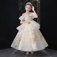 kids pageant evening gowns 2021 lace flower gown girl dress weddings birthday party robe for girls first communion dresses