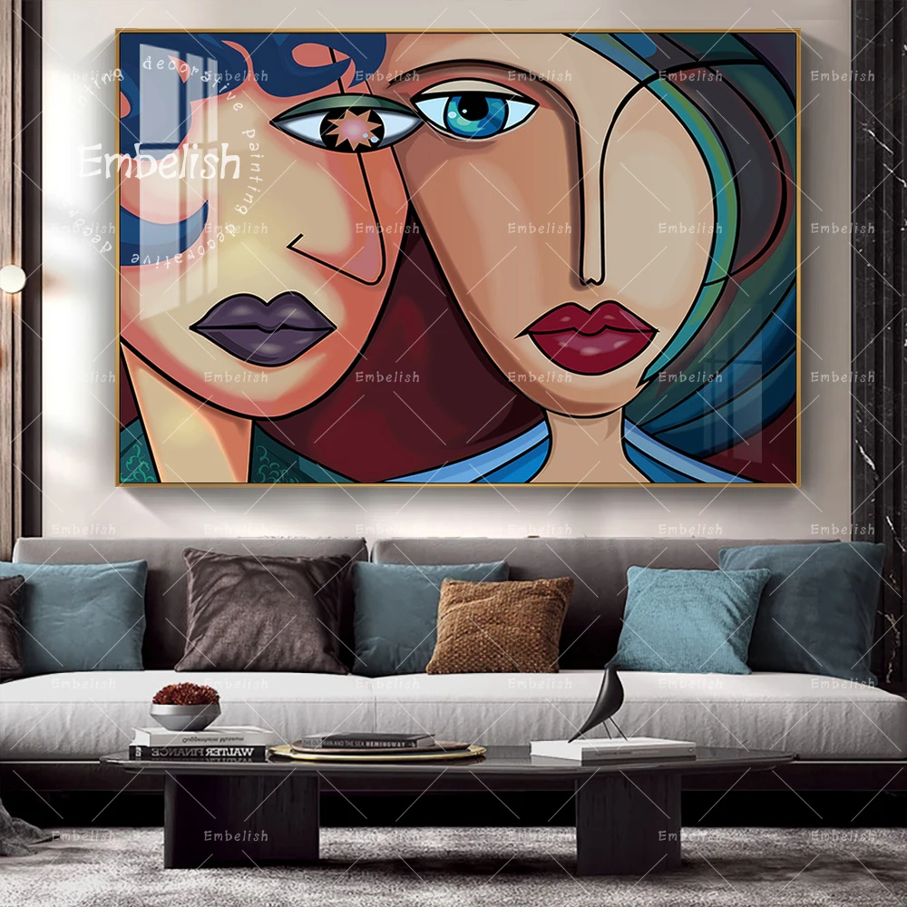 

Abstract Woman Face HD Spray On Canvas Paintings For Living Room Modern Home Decor Posters Wall Art Posters Bedroom Artworks