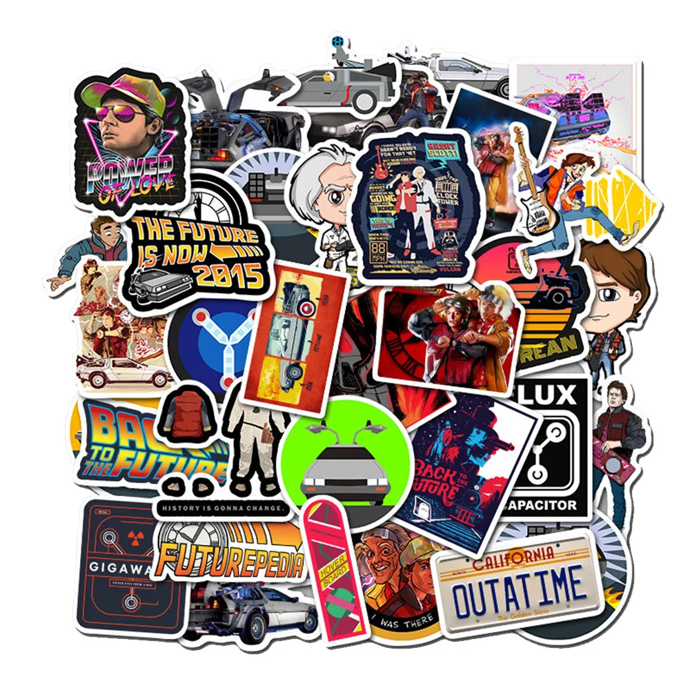 

10/30/50PCS Sci-fi Movie Back To The Future Waterproof Stickers Luggage Refrigerator Skateboard Stickers Wholesale